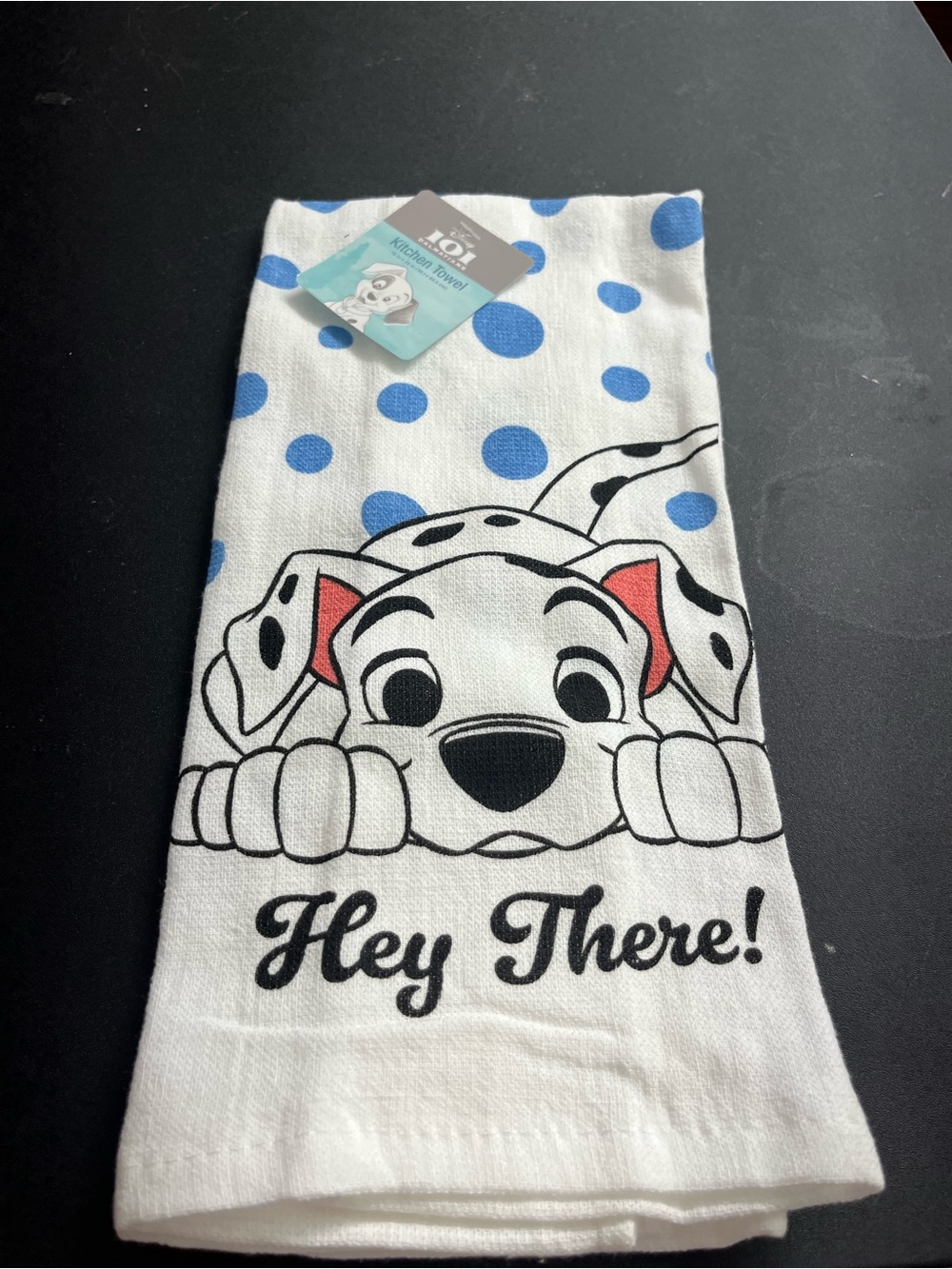 Disney White, Blue & Red Dalmatian 'Hey There!' Dog Kitchen Towel